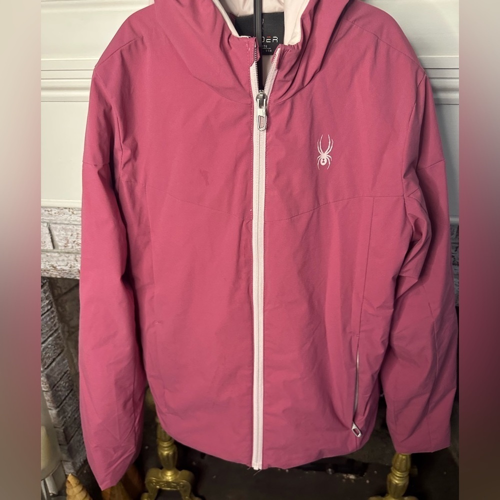 Spyder girls ski jacket light pink warm cozy insulated